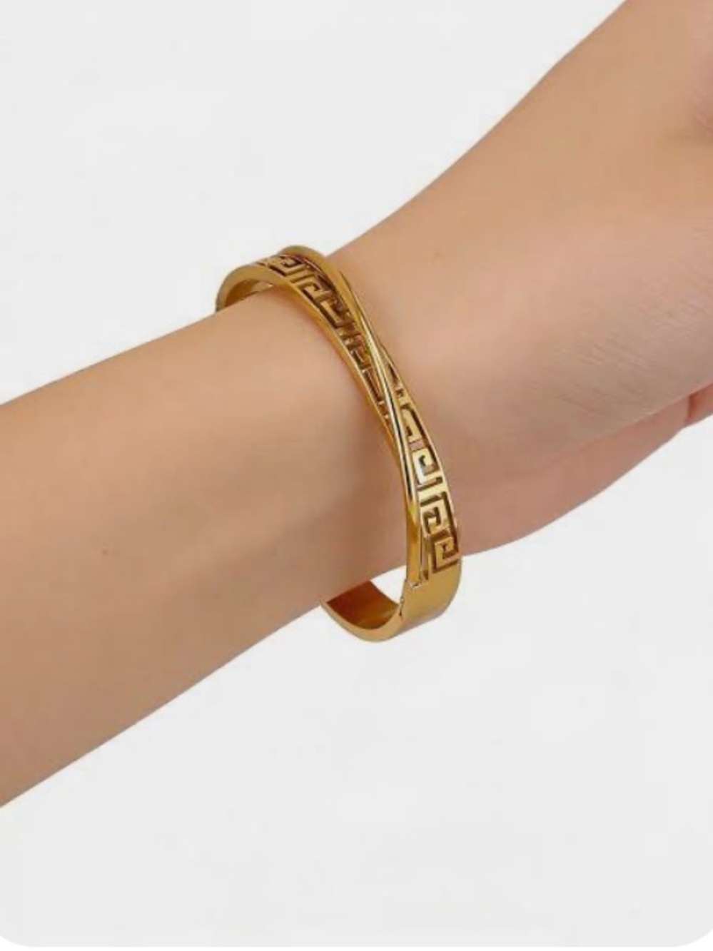 Gold Greek Key Cuff Bracelet - Women Jewelry